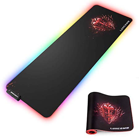 LUXCOMS Large RGB Gaming Mouse Pad,Ergonomic Gel Computer Extended Computer Keyboard Mousepad (31.5 X 11.8 X 0.15 in)