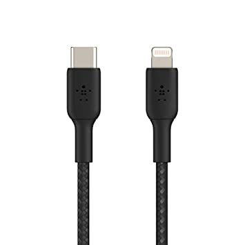 Belkin Apple Certified Lightning to Type C Cable, Tough Unbreakable Braided Fast Charging for iPhone, iPad, Air Pods, 3.3 feet (1 meters) – Black