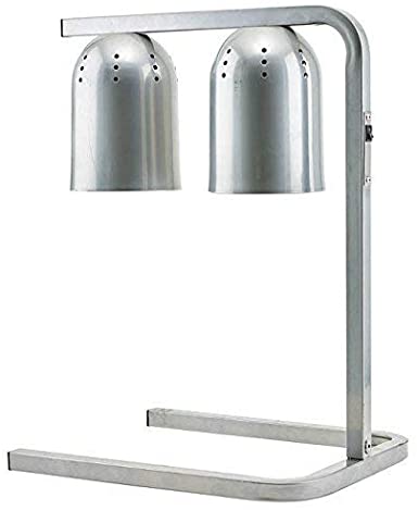 Winco EHL-2C, 120V Electric Free Standing Comercial Heat Lamp with Two 250 W Bulbs, Food Warmer, Aluminum Warming Lamp, Silver,