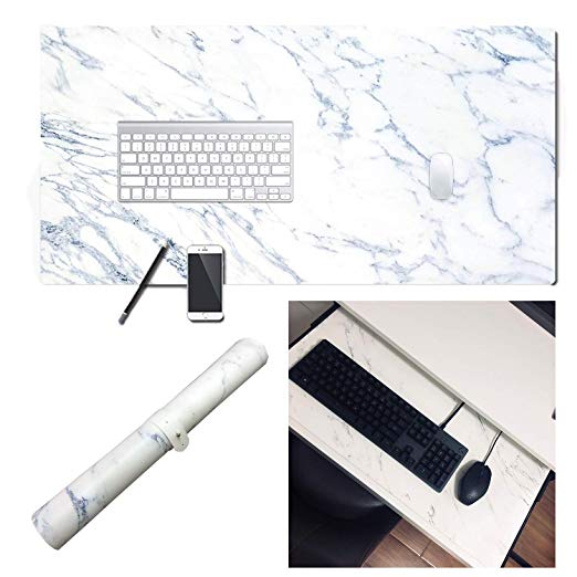 Extended PU Leather Mouse Pad Mat Large Office Gaming Table Desk Mousepad for PC Computer MacBook iMac Keyboard Phone Waterproof Washable Anti-Slip Ultra Thin 2mm - 31.4'' x 15.7'' rnairni Marble