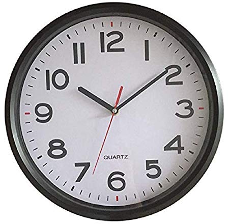 Vmarketingsite - 10 Inch Modern Round Black Wall Clock Large Numbers - Silent Non-Ticking Quartz Decorative Analog Wall Clocks Battery Operated - Office/Kitchen/Bedroom/Bathroom/Gym