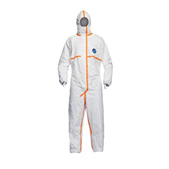 DuPont TJ198TWHLG Tyvek 800J Coverall with Attached Hood, Capacity, Volume, Tyvek, Large, White (Pack of 25)