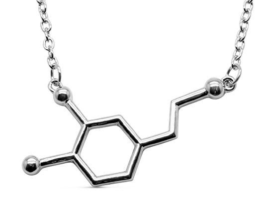 Dopamine Molecule Necklace in Silver Tone Alloy by Silver Phantom Jewelry