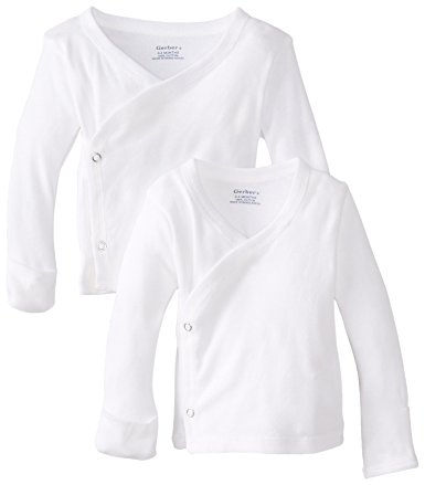 Gerber Unisex Baby 2 Pack Long-Sleeve Shirts with Side Snap and Mitten Cuffs