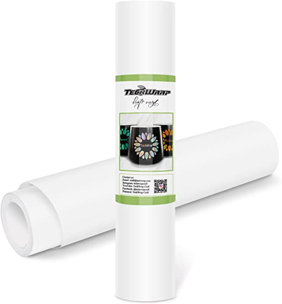 TECKWRAP Permanent Adhesive Vinyl 12" x 10ft, Matte White