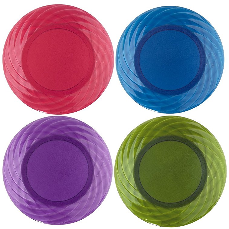 Optix 10-1/4 inch Plastic Plates | Set of 8 in 4 Assorted Colors