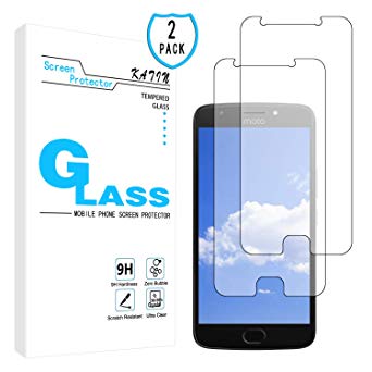 KATIN Moto E4 Plus Screen Protector - [2-Pack] Tempered Glass for Motorola Moto E4 Plus Bubble Free, Easy to Install with Lifetime Replacement Warranty