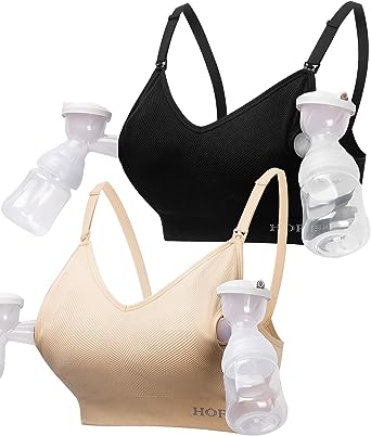 HOFISH Women's Pumping Bra Hands-Free Supportive and Seamless Maternity Nursing Bra for Easy Breastfeeding S-XXL