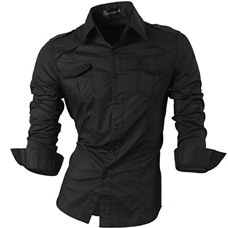 jeansian Men's Slim Fit Long Sleeves Casual Shirts 8371