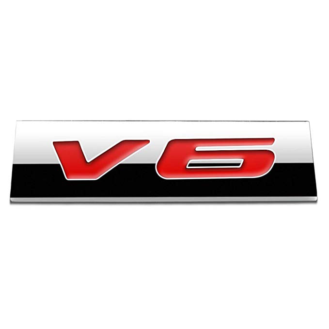 Red Letter"V6" Logo Metal Decal Emblem