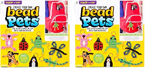 Made By Me Create Your Own Bead Pets by Horizon Group USA, Includes Over 600 Pony Beads, 6 Key Rings, Storage Box & Much More 2 Pack