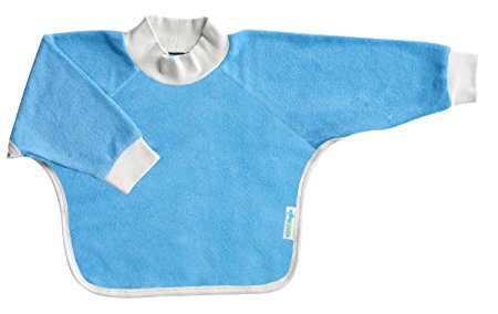 Kiddologic bibit-all Baby & Toddler Long Sleeved Full Coverage Pullover Waterproof Terry Bib (6-12 months (infant), sky blue)