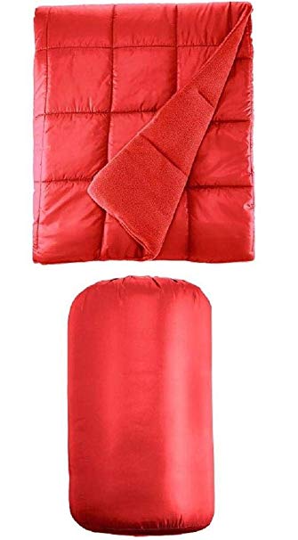 Waterproof Quilted Down Alternative Outdoor Throw Blanket 50" x 60" Packable with Travel Sack