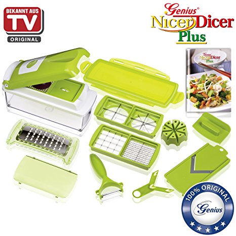 Nicer Dicer Plus by Genius | 13 pieces | kiwi-green | Fruit and vegetable slicer | As seen on TV