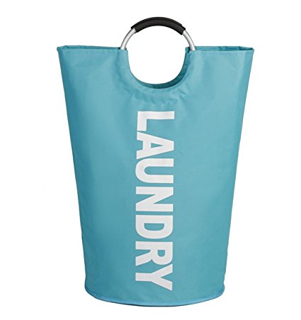 Collapsible Pop Up Laundry Hamper,College Laundry Bags for Heavy-duty Use with Alloy Handles,Blue
