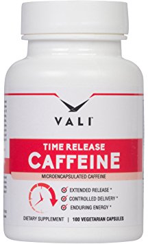 Time Release 100mg Caffeine Pills, Microencapsulated for Extended Energy Boost. No Crash Controlled Delivery Supplement for Sustained Performance & Focus, Maximum Potency Tablets, 100 Veggie Capsules
