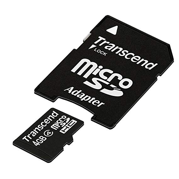 Transcend 4GB MicroSDHC Class 4 Memory Card with SD Adaptor