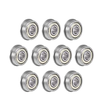 uxcell F606ZZ Flanged Ball Bearing 6x17x6mm Shielded Chrome Steel Bearings 10pcs