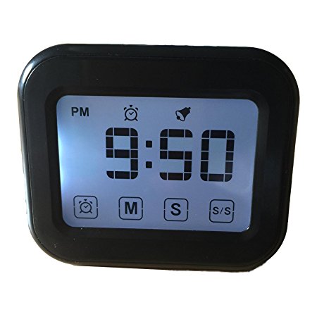 SUMCOO 12/24 Hour Type Digital Countdown and Count Up Kitchen Cooking Timer/Alarm/Clock with Light, Large Display Screen, Loud Sounding Alarm, Retractable Stand Auto OFF