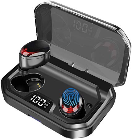 COULAX True Wireless Earbuds with 3000mAh Wireless Charging Case Bluetooth 5.0 Headphones in-Ear TWS Bluetooth Earphones Auto-Pair, Stereo Sound, Smart Touch, IPX7, 24 Hours Playtime