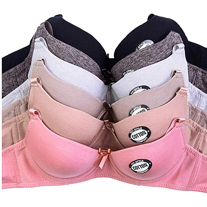 Women's Basic Plain Bras (Packs of 6) - Various Styles