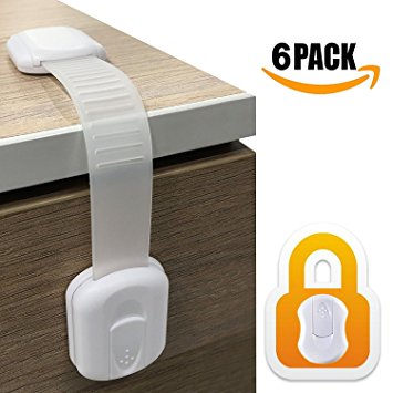 HomySnug 6 Pack Child Safety Cupboard Locks - Baby Strap Lock Latch for Drawer and Cabinet Door