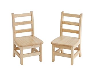 ECR4Kids 10" Hardwood 3-Rung Ladderback Chair, Natural (2-Pack)