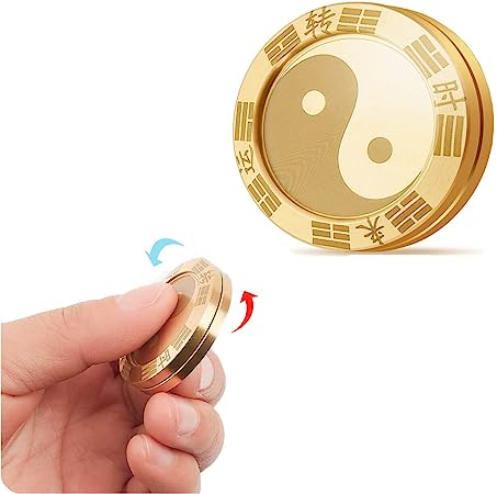 Metal Fidget Slider Coin Toys, Metal Lucky Coin Tai Chi Spinner Slider EDC Toys for Adults, Magnetic Fidget Desk Toys,Clicker HapticToys, Every Dog Has His Day Bring Money Make a Fortune