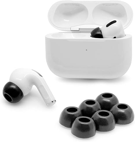 Eartune Fidelity UF-A Premium Memory Foam Tips for AirPods Pro (1st Gen & 2nd Gen) - Fits in Charging Case, Stays in Your Ears, Superb Sound Isolation, and Built-in Waxguard - Assorted S/M/L, [Black]