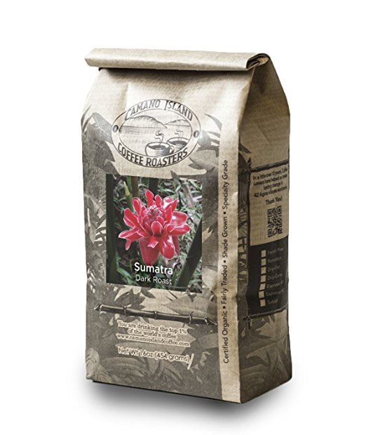 Camano Island Coffee Roasters, Organic Sumatra Dark Roast, Ground, 1 Lb
