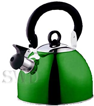 2.5 Litre Stainless Steel Portable Whistling Kettle DARK GREEN Camping Fishing