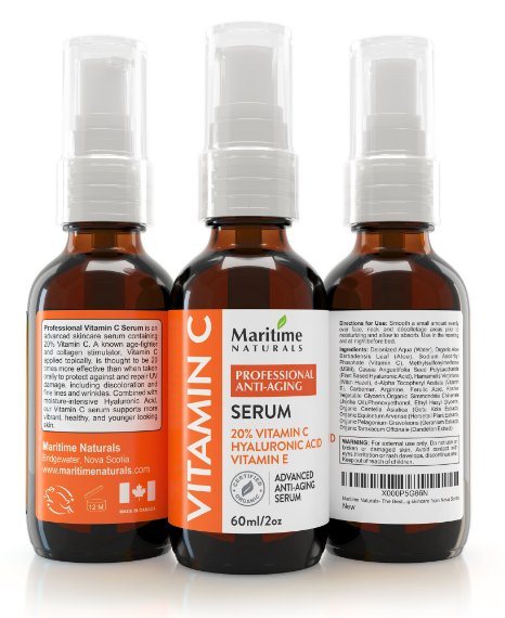 60ml 20 Vitamin C Serum for Face  Vitamin E  Hyaluronic Acid - Moisturizer - Collagen Boost - Organic Skin Care - Reduce wrinkles