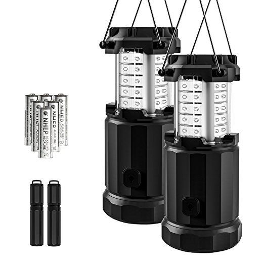 Etekcity Upgrade 2 Pack LED Camping Lantern with Magnetic Base and Adjustable Brightness, Survival Kit for Emergency, Hurricane, Storm, Power Outage, Batteries Included