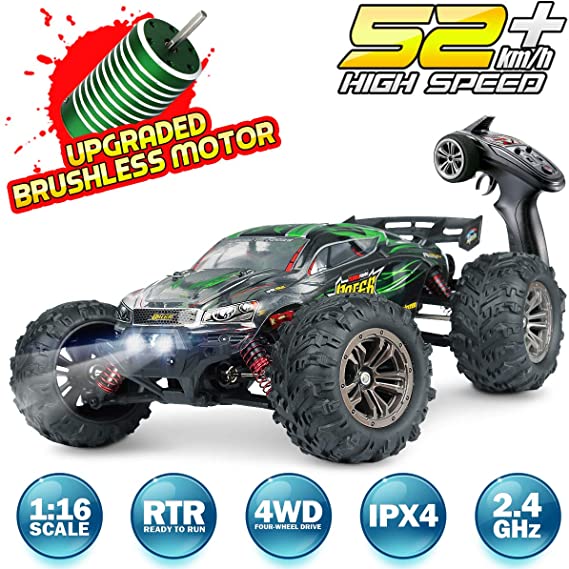 Hosim RC Car 1:16 Scale 2847 Brushless Remote Control RC Monster Truck Q903, All Terrain 4WD High Speed 52KM/h Off-Road Waterproof/Shockproof/Anti-Skid 2.4G Radio Controlled RTR Hobby Car (Green)