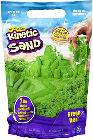 Kinetic Sand, The Original Moldable Sensory Play Sand Toys for Kids, Green, 2 lb. Resealable Bag, Ages 3