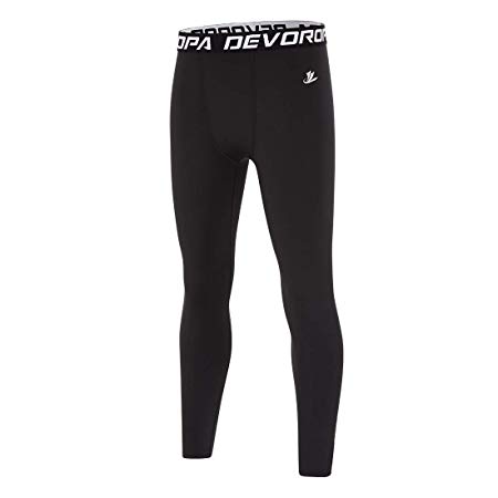 Devoropa Boys Leggings Quick Dry Youth Compression Pants Sports Tights Basketball Base Layer
