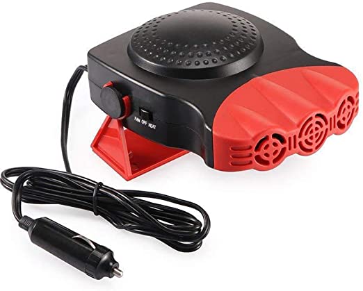 Car Heater 12V 150W, 3-Outlet Plug in Cigarette Lighter Portable Windscreen Fan with High Power Car Heater and Cooling Fan for Fast Heating Defrost Defogger (Red)