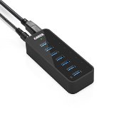 Anker USB 30 7-Port Hub with 1 BC 12 Charging Port up to 5V 15A 12V 3A Power Adapter Included VIA VL812-B2 Chipset Black