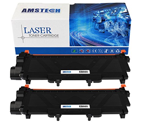 2 Pack Amstech Compatible Black Toner cartridge Replacement for Brother TN-660 TN660 High Yield (2,600 Pages)