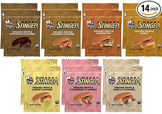 Honey Stinger Waffle Variety Sampler Pack - 14 Waffles, 2 of Each Flavor