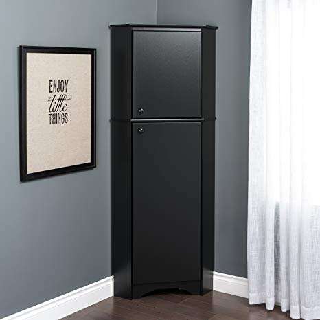 Prepac BSCC-0605-1 Corner Storage Cabinet Elite Tall 2-Door, Black