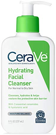 CeraVe Hydrating Facial Cleanser 8 Fl oz for Daily Face Washing, Dry to Normal Skin