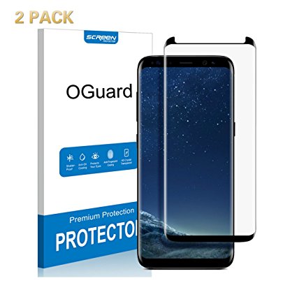 [2 PACK] Galaxy S8 Tempered Glass Screen Protector, Oguard 98% Coverage [Easy application] [Case Friendly] Anti-Bubble Screen Protector for Samsung Galaxy S8