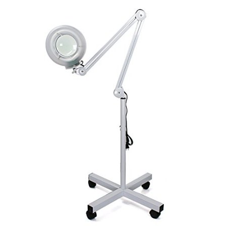 Zeny® Magnifying Magnifier Floor Lamp 5 Diopter w/ Rolling Floor Stand Base Adjustable Floor LED Beauty Mag Light Salon Facial Equipment