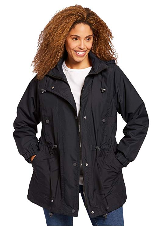 Woman Within Plus Size Women's Plus Size Fleece-Lined Taslon Anorak