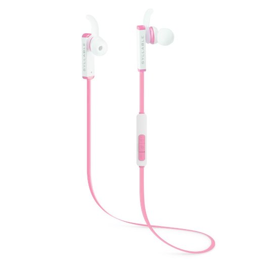 Bluetooth Headphones, Syllable Wireless Noise Cancelling Bluetooth 4.1 Sweatproof Sports running earphones with Mic for iPhone iPad android Smartphone tablet Laptop desktop speaker and More - Pink