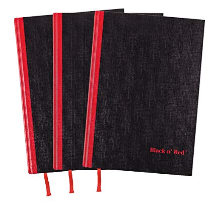 Black n' Red Casebound Hardcover Notebooks, 11-3/4 x 8-1/4, Black/Red, 96 Ruled Sheets, 3-Pack (73601)