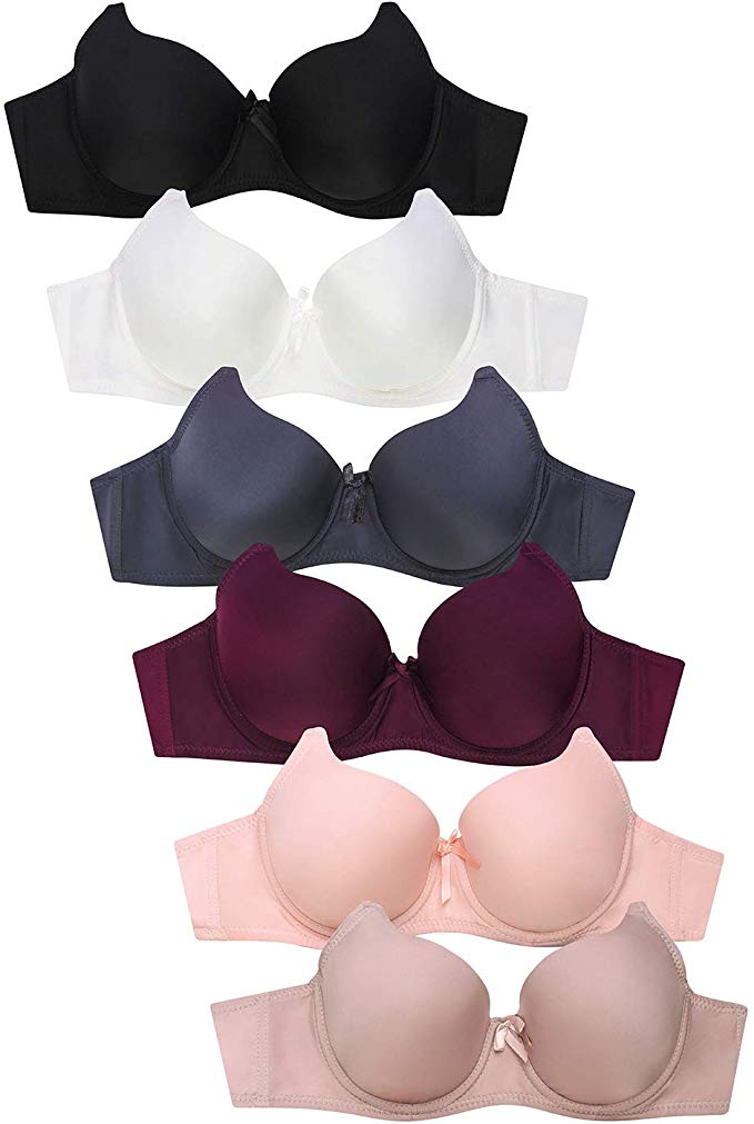 Mamia Women's Basic Lace/Plain Lace Bras (Pack of 6)- Various Styles