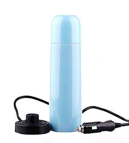 Car Electric Mug Big Capacity - Mengshen 12V 350ML Steel Stainless Heating Coffee Cup Warmer Auto Kettle Pot Hot Water Heater Bottle Portable Flask Travel 50W, CA404 Blue