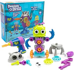 Educational Insights Design & Drill Robot Workshop - Take Apart Toy with Electric Toy Drill, Over 70 Pieces, Toddler STEM Toy, Gift for Ages 3